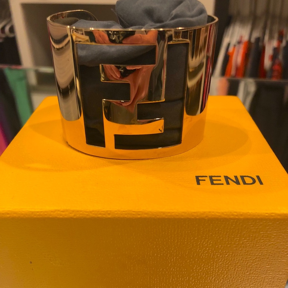 Fendi Logo Gold Cuff Bracelet